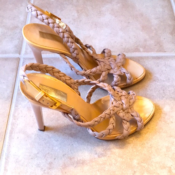Roberto Cavalli Shoes - ROBERTO CAVALLI Nude Braided Heels Size 8.5 (38.5) - PLEASE SEE DETAILS